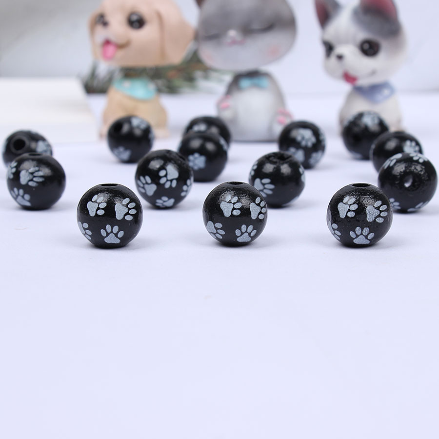 1 Piece Diameter 16mm Hole 4~4.9mm Wood Paw Print Beads display picture 2