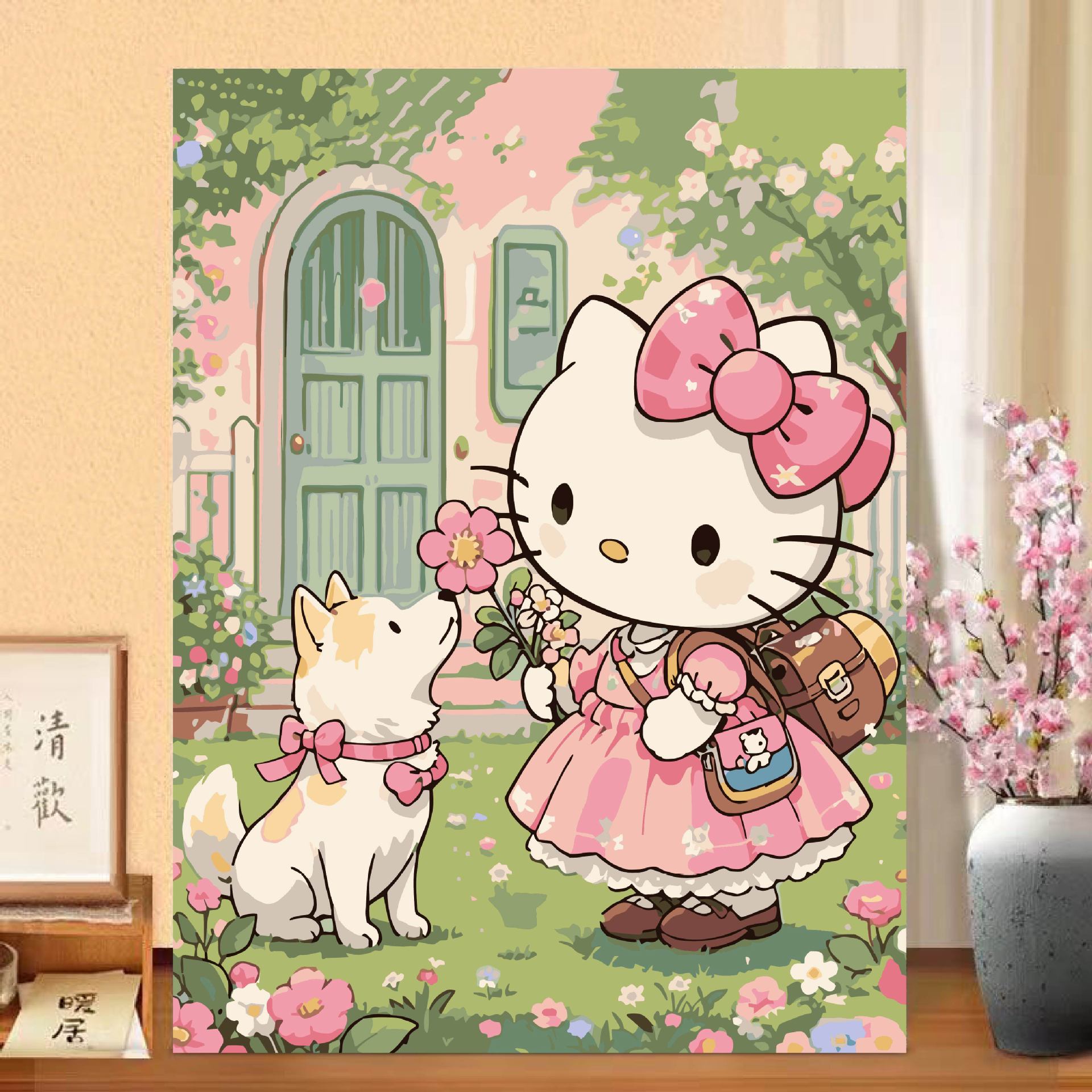hellokitty pintura al óleo digital de alto valor de color hecha a mano di relleno de relleno de color meditación pintura de descompresión pintura al óleo pintada a mano