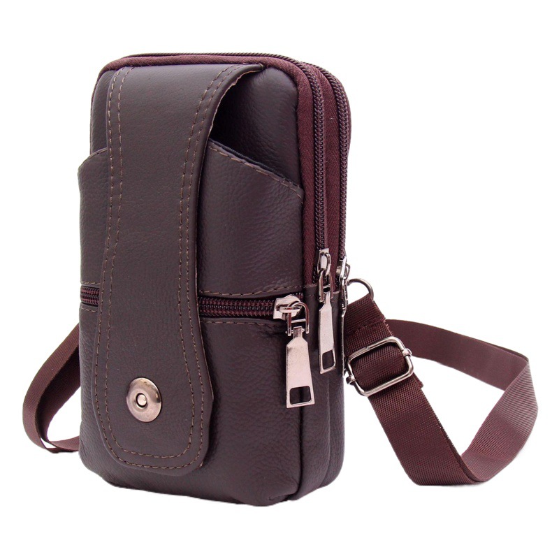 Nuevo bolso de cuero genuino del teléfono móvil del bolso de la cintura de la correa de los hombres multifuncional teléfono móvil caso cinturón teléfono móvil bolso de la cintura fábrica al por mayor