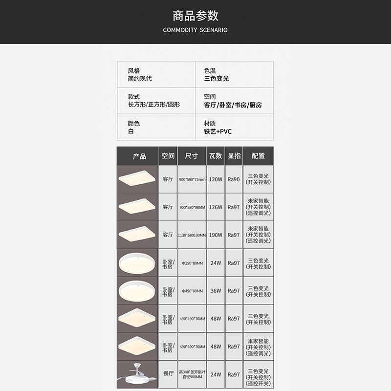 FSL Foshan iluminación LED lámpara de techo moderna iluminación minimalista de tres dormitorios lámpara de dos salas de estar lámpara de techo rectangular