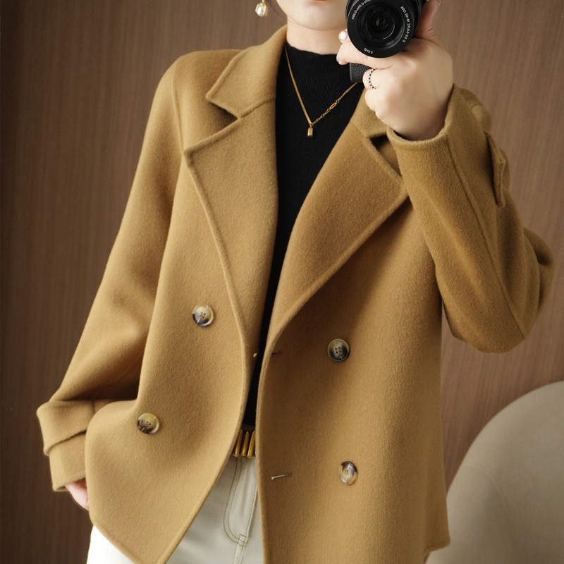 Autumn and Winter Loose Woolen Cardigan Coat, Short Suit Collar Woolen Jacket, Stylish and Trendy Plus-Size Women's Clothing