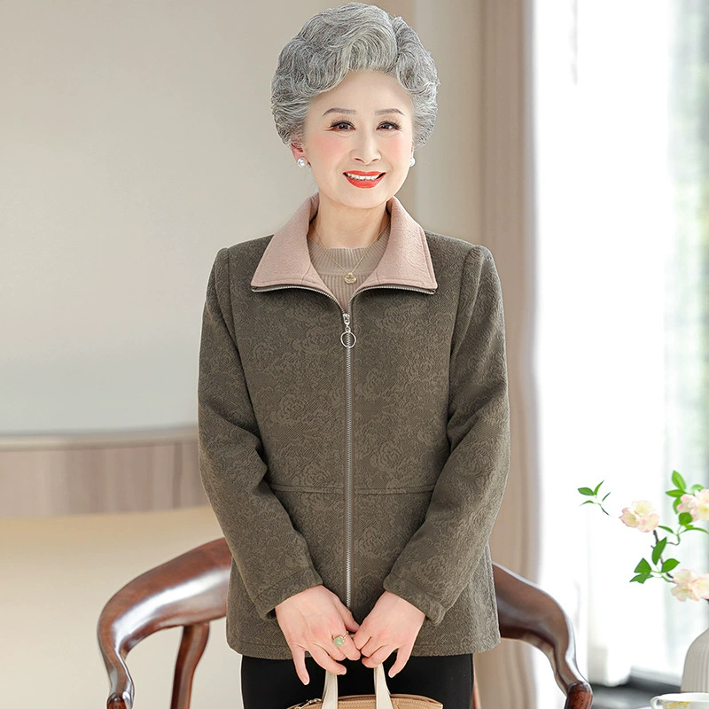 Среднее и старое мама весеннее пальто 2025 новый мода пожилая бабушка топ маленький повседневный кардиган для женщин