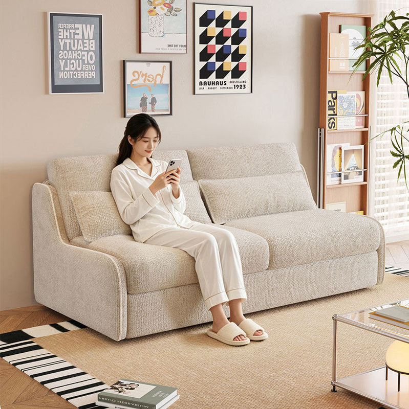 Flip-out sofa bed with built-in mattress for small spaces, suitable for living rooms and bedrooms, offering integrated seating and sleeping options, a dual-purpose foldable sofa bed Flip-out sofa bed with built-in mattress for small spaces, suitable for living rooms and bedrooms, offering integrated seating and sleeping options, a dual-purpose foldable sofa bed