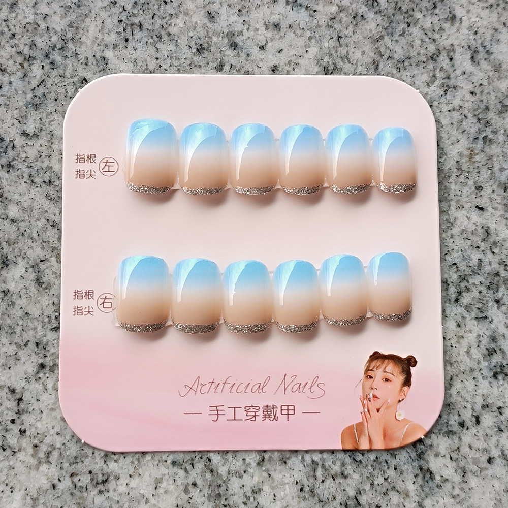 Uñas de manicura portátiles hechas a mano, 24 piezas, fototerapia, parches de uñas postizas estéreo, producto terminado, uñas portátiles extraíbles