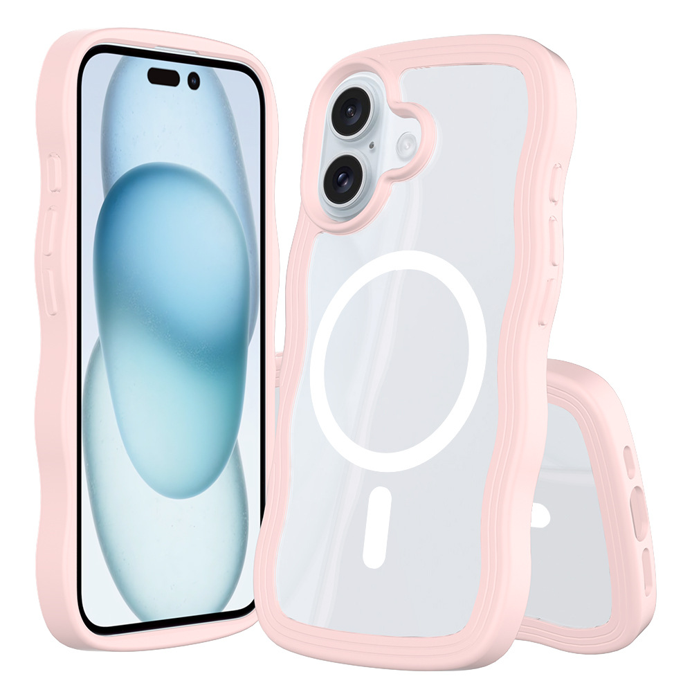 Aplicable en stock para iPhone16E acrílico transparente 2 en 1 Shell ondulado 2.0mm conjunto de cerveza todo incluido a prueba de caídas