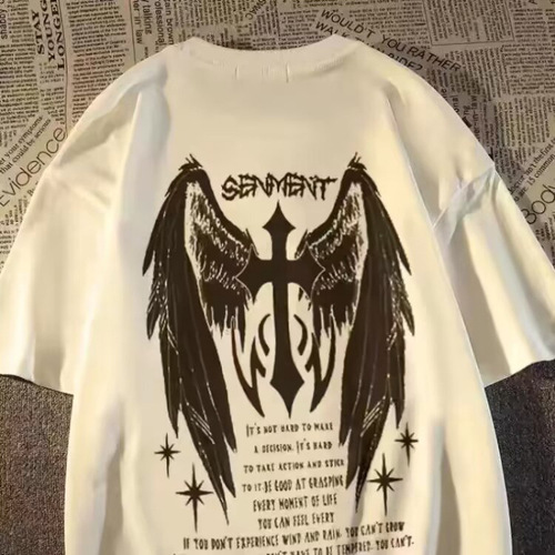 Oversize Hip-Hop Short-Sleeve T-Shirt for Men - Summer Trendy Cool and Suave Style with Small Collar Top Clothing
