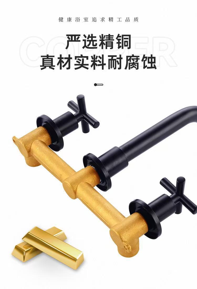 Cross-border all-copper double-handle concealed washbasin, hot and cold water faucet, hotel apartment, homestay, built-in wall-mounted faucet undefined