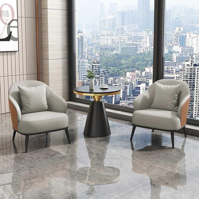 Mesa y silla de recepción Oficina de ventas Balcón de hotel de lujo simple Salón de belleza ocio Sofá para una sola reunión image 5