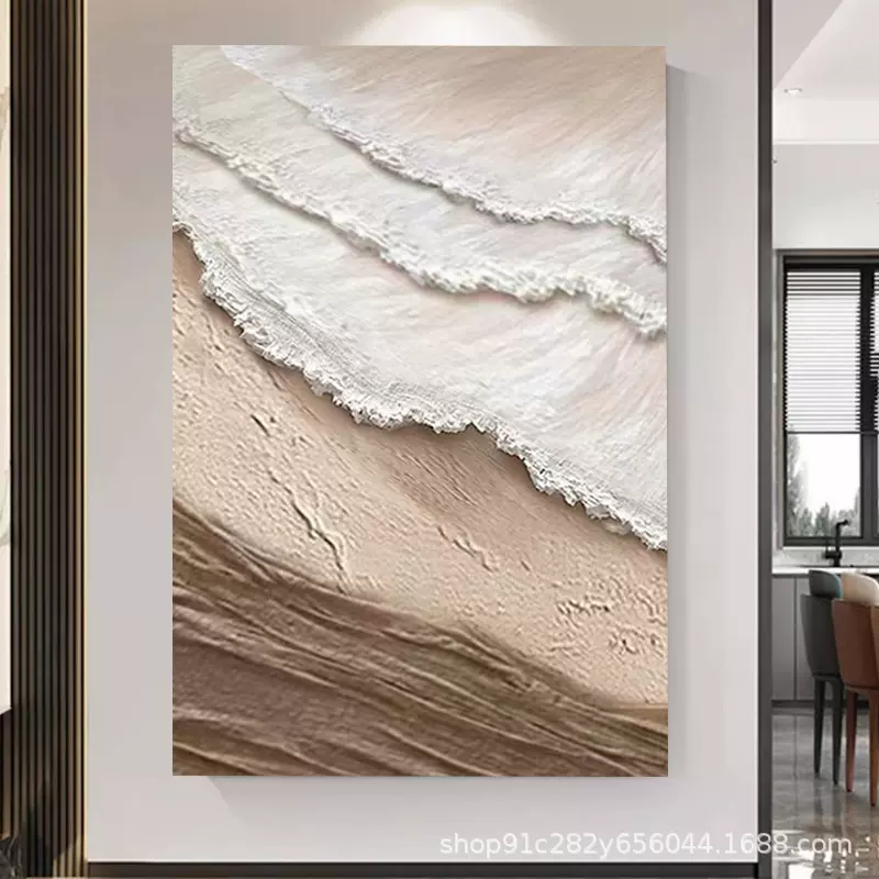 手绘油画客厅【潮汐】肌理画玄关抽象大海风景装饰画立体装饰挂画