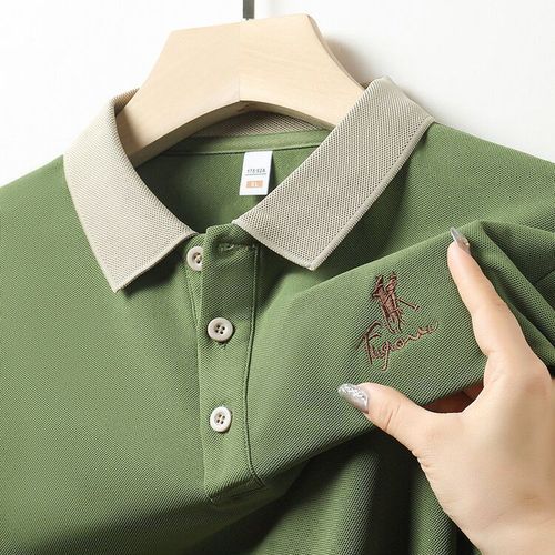 Men's short-sleeve polo shirt, solid color, high-quality casual business top, summer thin T-shirt