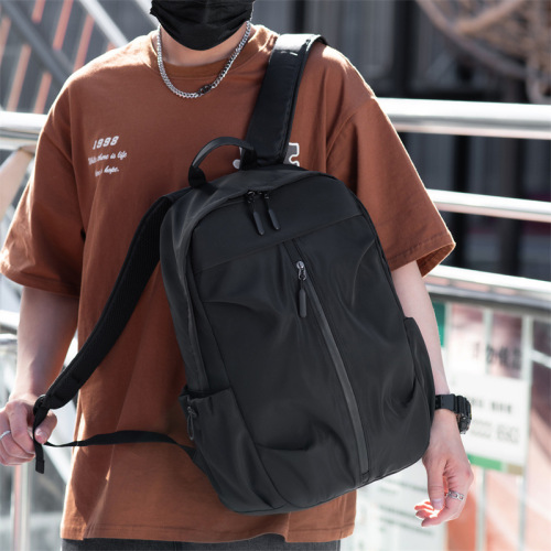Selected Simple Double Shoulder Bag for Men, Business Casual Fashion Laptop Bag, Trendy Logo Printed School Bag for Middle School Students