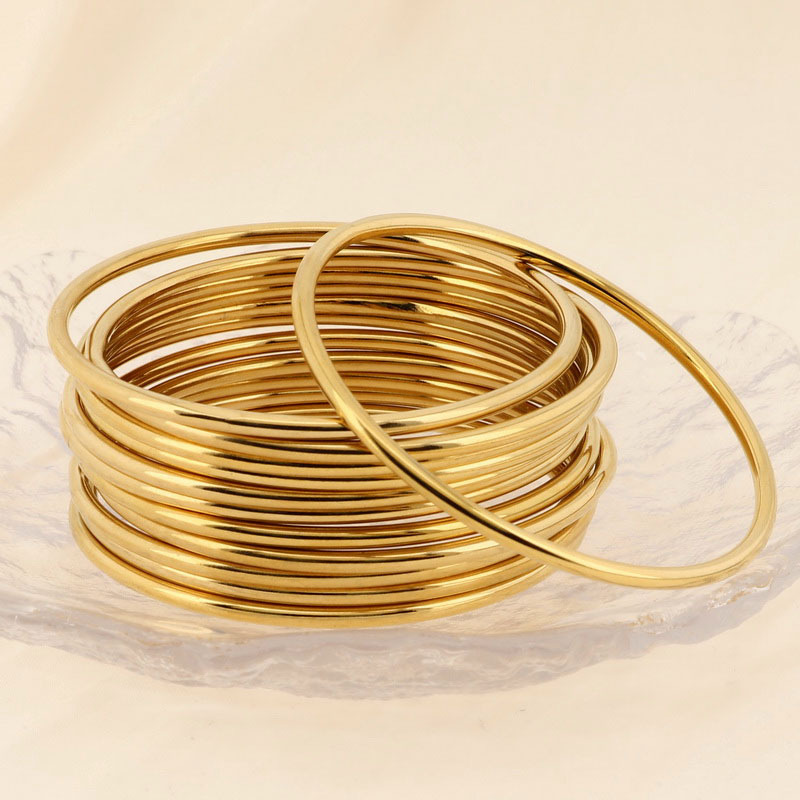 DIY Simple Round Wire Multi-Specification Linear Plain Ring 2mm Stainless Steel Glossy Stacked Women's Thin Bracelet