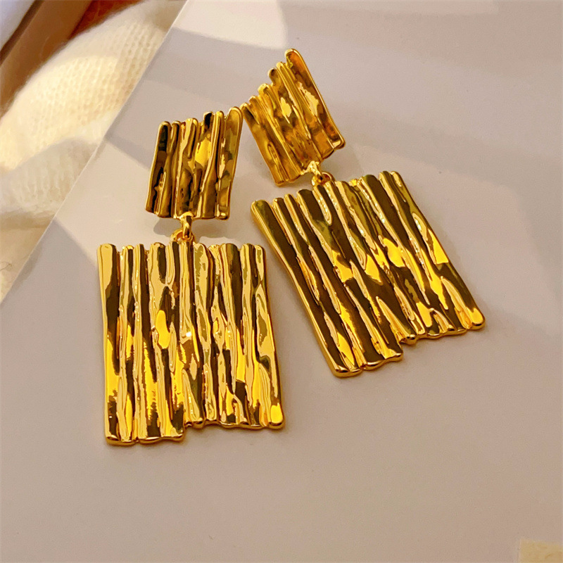 欧美跨境不规则几何形肌理感夸张耳环电镀18K金时髦网红风耳饰|undefined