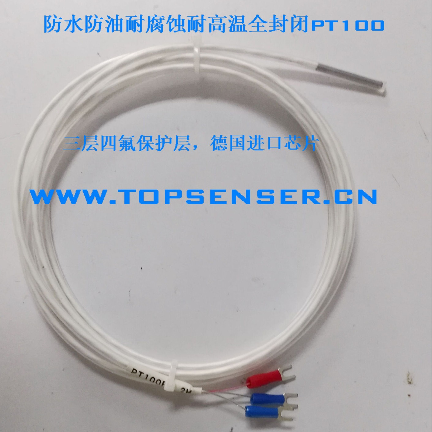 供应PT100热电偶/防水防油、耐高温、耐酸碱铁氟龙套管