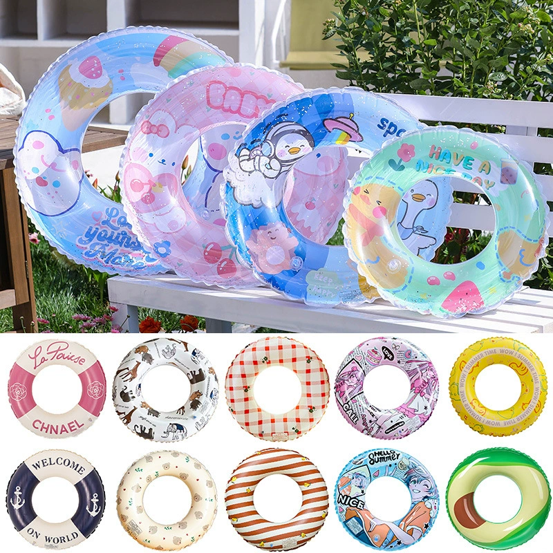 Толстый экологически чистый надувной плавательный круг для взрослых детей мультфильм принт блестки подмышки аниме ветер плавательный круг оптом