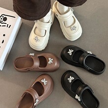 镂空蝴蝶结水钻包头拖鞋女2026夏新厚底防滑外穿一脚蹬增高凉拖鞋