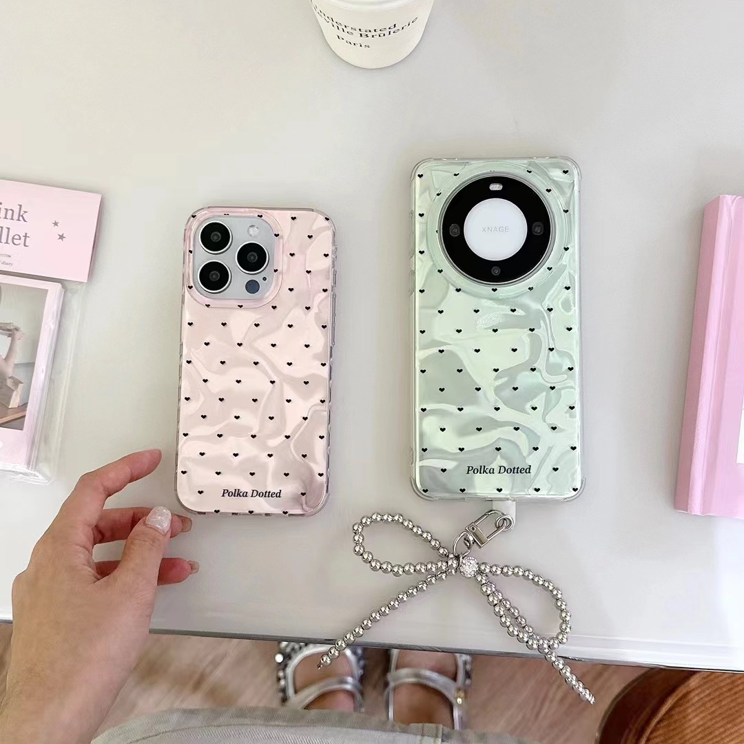 Ins fresca ondulación de agua pantalla completa pequeño amor para iPhone15/14ProMax funda para teléfono móvil 12 Apple 13 mujer