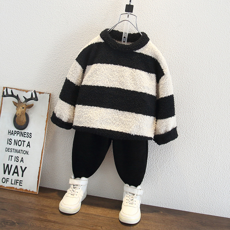 6479 Ropa para niños Suéter de otoño e invierno para niños 2025 Nuevo suéter casual para niños de punto a rayas para bebés