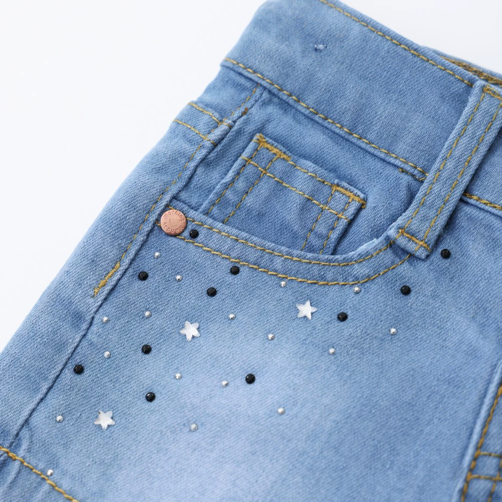 Разноцветные синие шорты, джинсовая юбка, детские брюки, европейский стиль