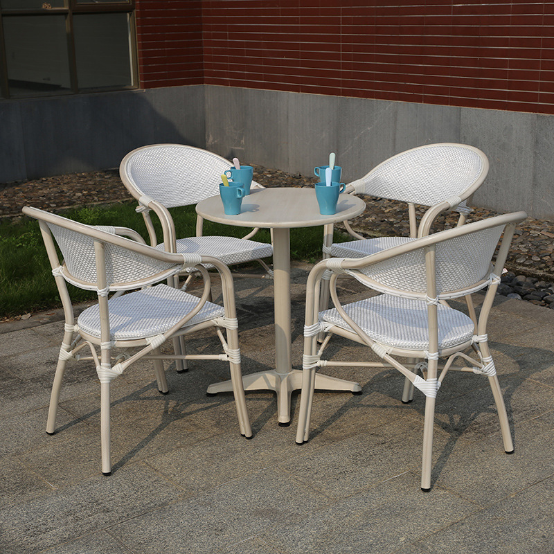 Mesa y silla al aire libre, mesa y silla de comedor, mesa y silla blanca, mesa y silla al aire libre, jardín, patio