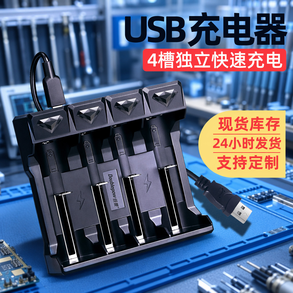 Двойное зарядное устройство 18650 4 слота smart light changing uSB-зарядное устройство 3,7 В литий-ионное зарядное устройство uk41