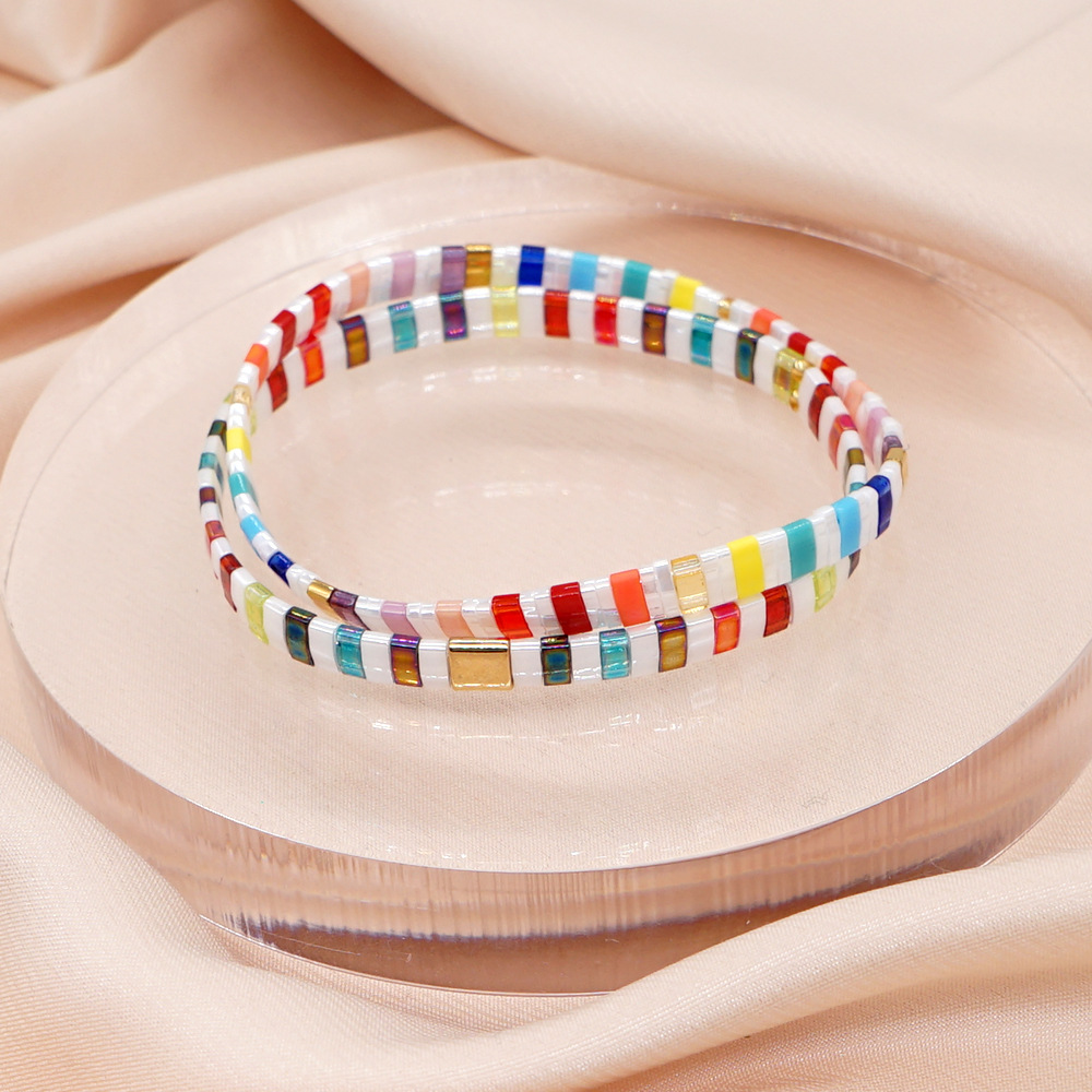 Mode Regenbogenweiße Miyuki-perlen-persönlichkeit Europäisches Und Amerikanisches Armband display picture 2