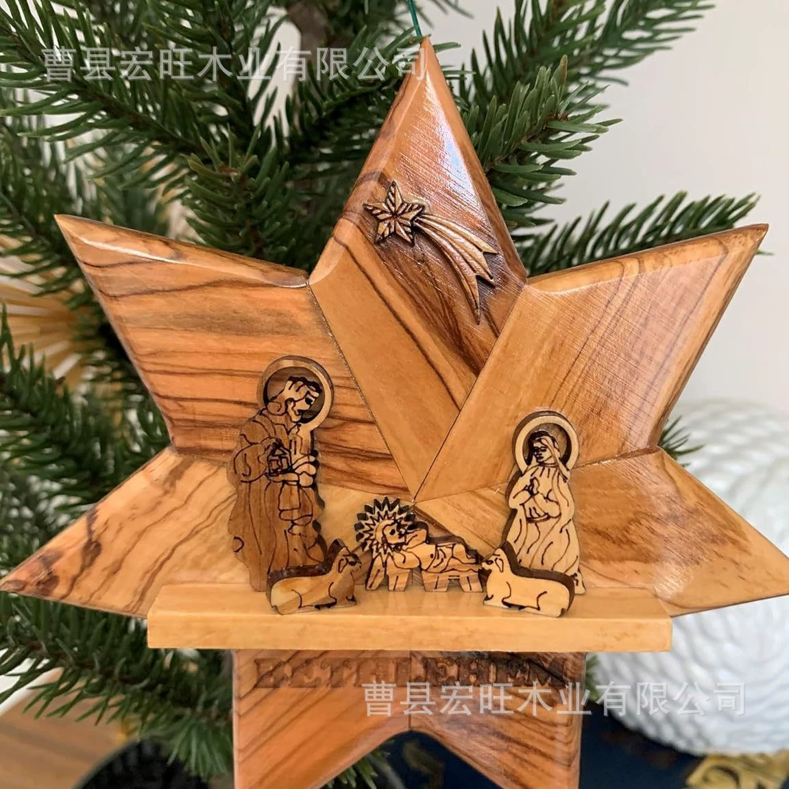 Трансграничный Новый Nativity Star Christmas Ornament продукт деревянная рождественская звезда праздничный кулон