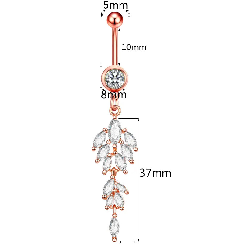 Anello con zircone lucido a forma di occhio di cavallo, gioiello per piercing alla moda, creativo, a forma di foglia d'albero_voghion.com