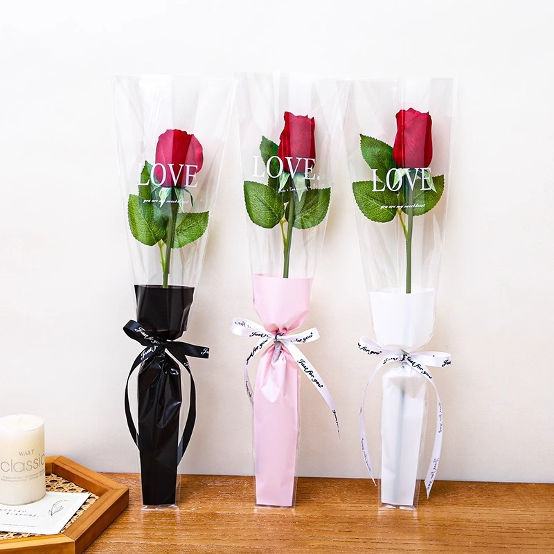 Día de San Valentín bolsas de flores al por mayor bolsas de flores DIY bolsas de flores paquetes de ramo único OPP bolsas de flores