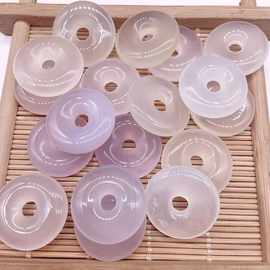 天然水晶白玛瑙白玉髓圆形平安扣挂件项坠diy情侣平安扣饰品吊坠