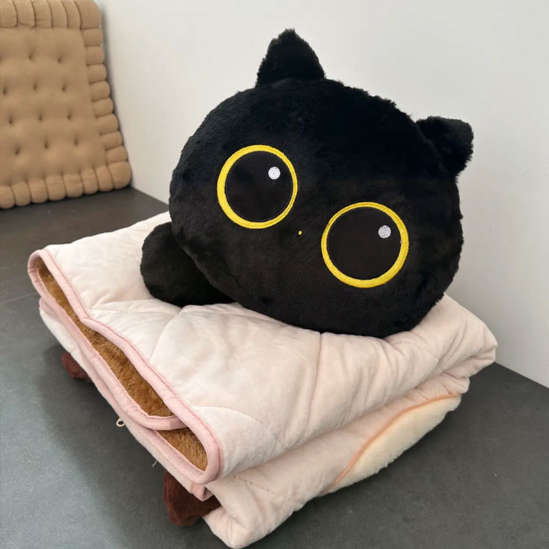 검은 고양이 베개 이불