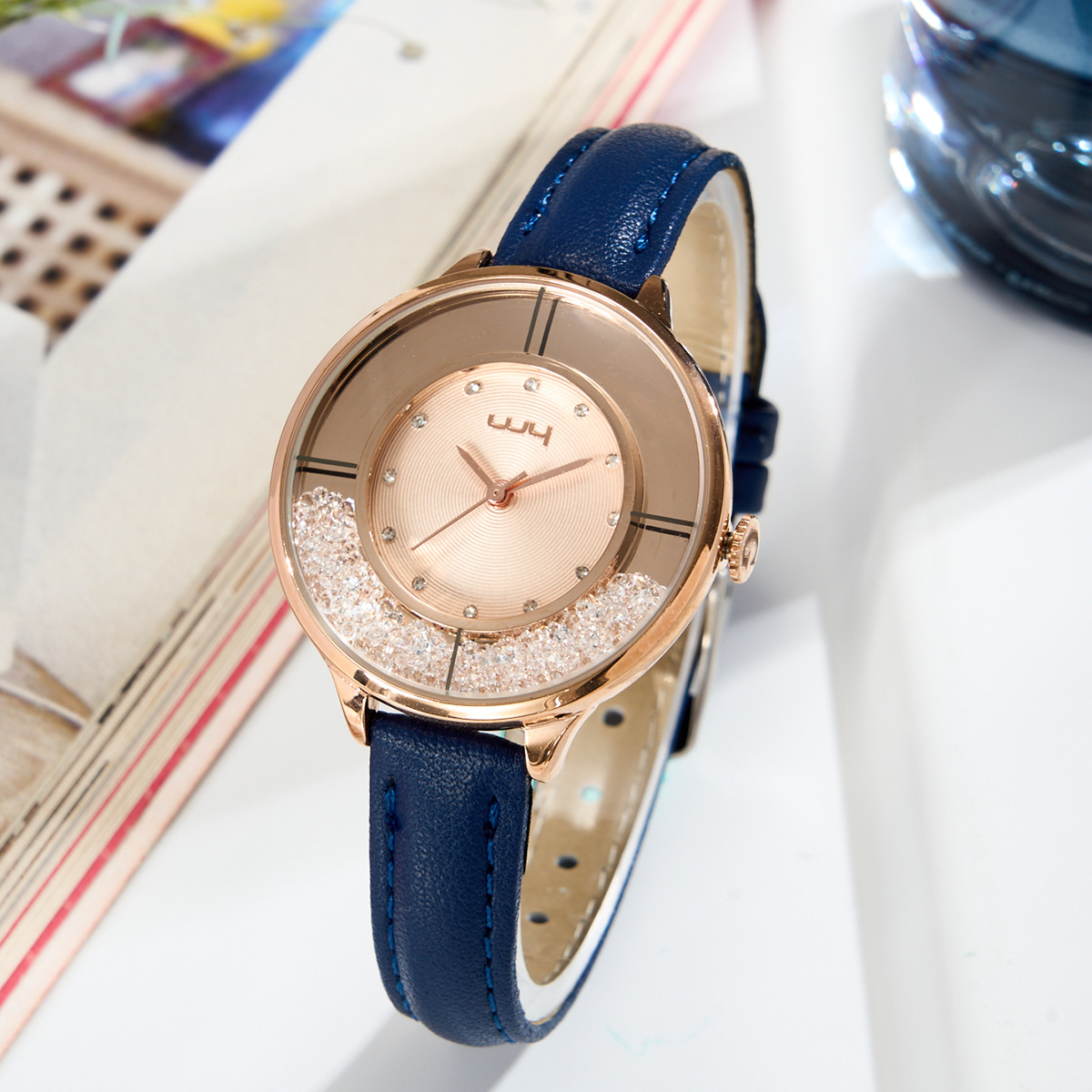 SOURCE strength manufacturer summer fashion watch Diamond quicksand dial beads double surface Korean style female student watch