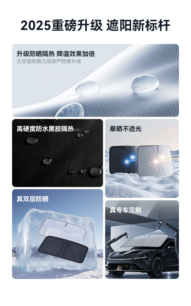 Car Front Windshield Sun Protection and Heat Insulation Sunshade Car Anti-Glare Sunshade Summer Car Sunshade Front Windshield