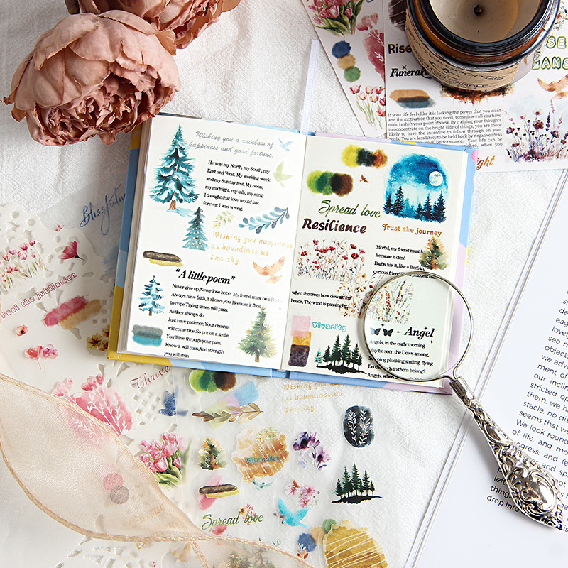 Yunshan máscara de niebla transparente pegatinas de mascotas impermeables ins ventilador diario material de decoración niebla superficie pegatinas de papelería natural