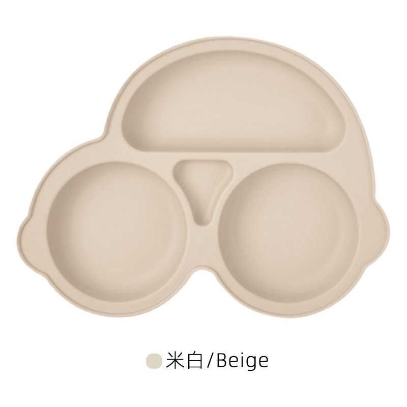 Silicone de dibujos animados para niños automóviles divididos plato de comedor integrado para bebés suplemento plato de comedor de grado alimenticio silicona ventosas