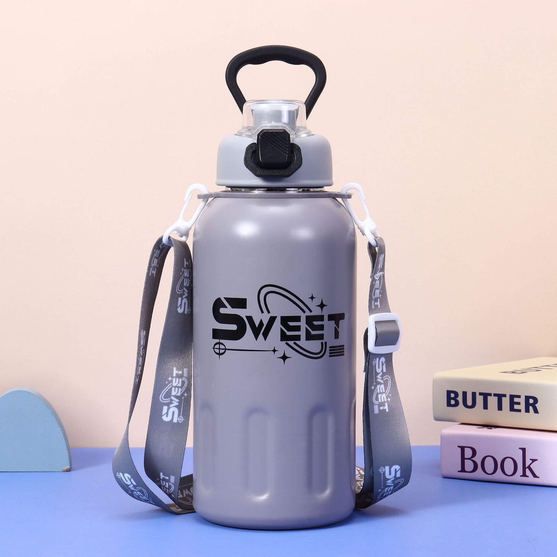 New 304 Top Quality Stainless Steel Insulated Cup With Portable Shoulder Strap, Large Capacity Outdoor Student Tumbler_voghion.com