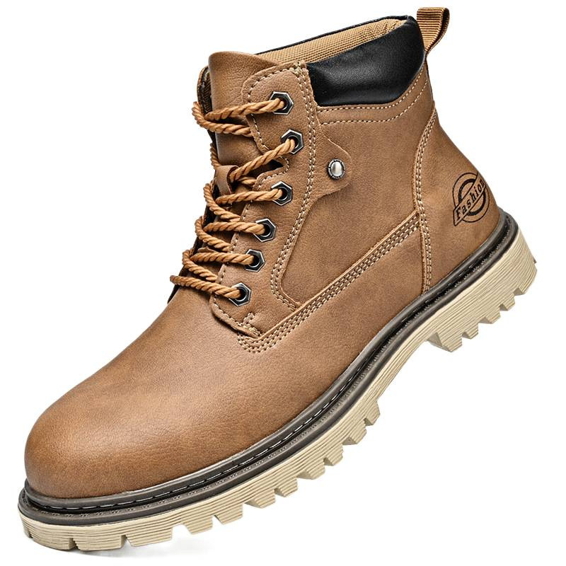 Otoño y invierno de tendencia de cuero casuales botas Martin para hombres herramientas británicas botas para hombres más terciopelo calentador zapatos para hombres tubo medio para hombres