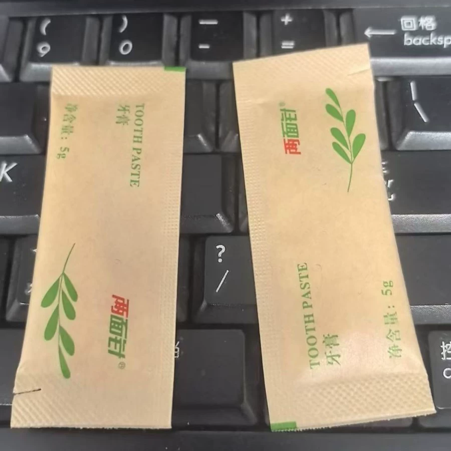 Liangmianzhen 5g экологически чистая зубная паста из крафт-бумаги, одноразовые туалетные принадлежности для отелей и гостевых домов, экспорт, оптовая продажа напрямую от производителя