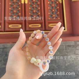糖心玛瑙手串搭配白玉菩提度母金箔琉璃珠子白玛瑙跑环男女款手链