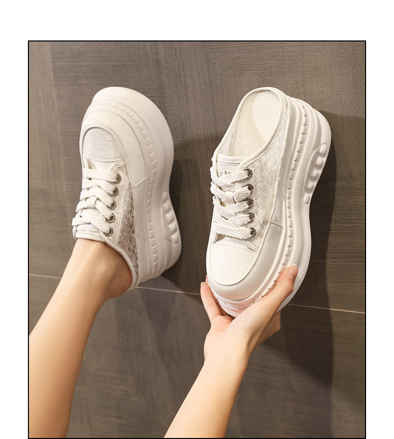 Giày sneaker nữ đế dày tăng chiều cao mũi tròn phong cách bánh mì trắng mùa hè 2026 — màu đen, màu trắng chi tiết 14