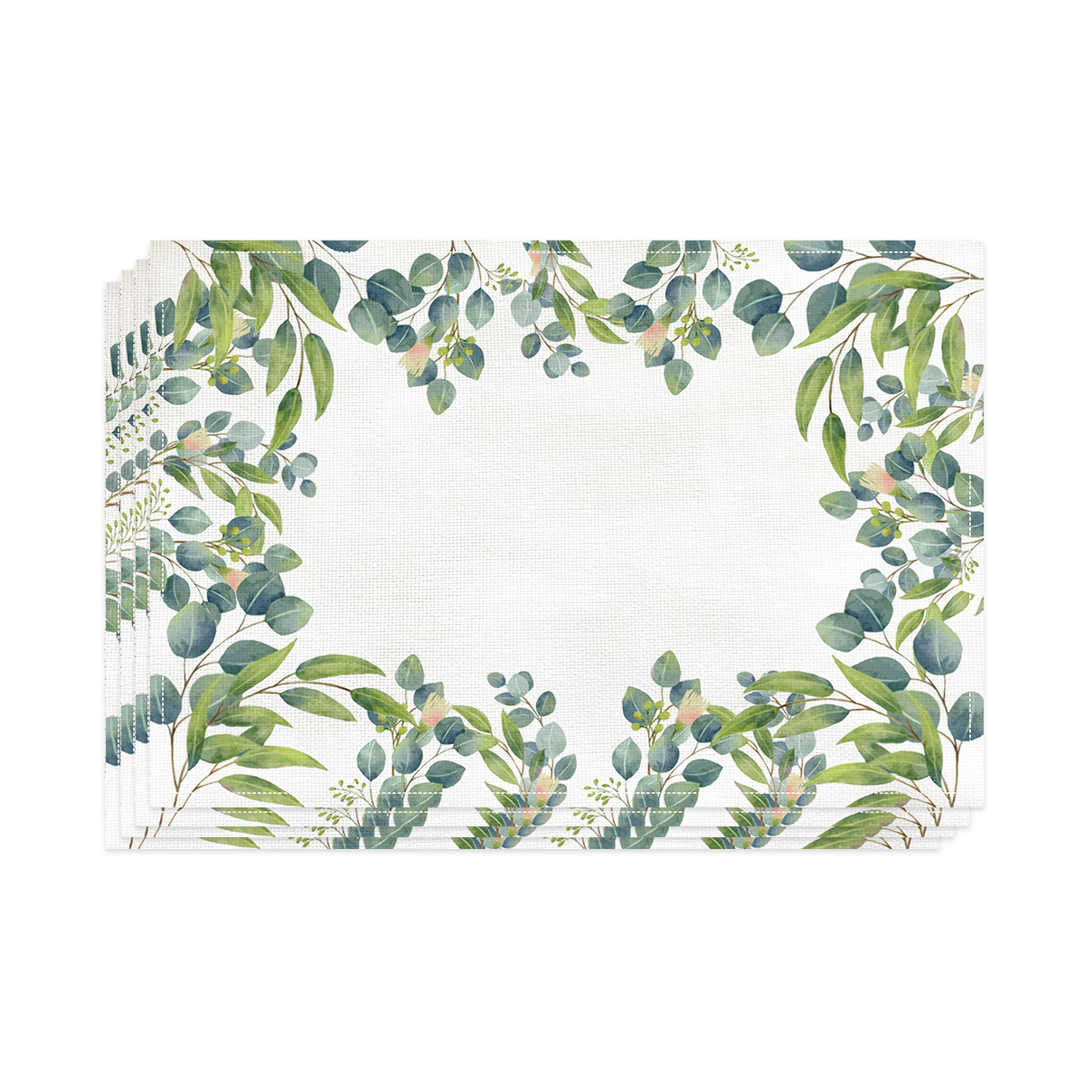 Hojas de eucalipto limón mantel de lino de una sola capa de Mantel de mesa de tela pastoral fresca montaña estera de aislamiento antideslizante lavado