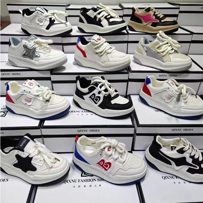 Women's Shoes 2024 Spring New Women's Shoes Thick-Soled Casual Trendy Shoes Live Broadcast Stall Running Sports Shoes Wholesale
