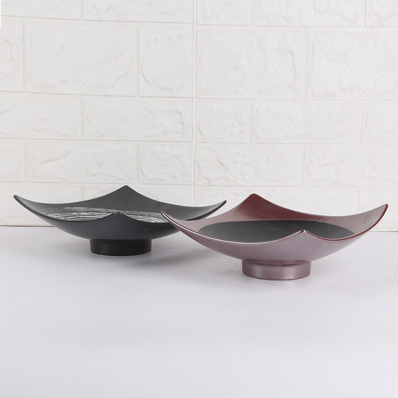 Retro de estilo japonés negro y rojo placa de cerámica plato de la casa restaurante japonés cena plato ensalada plato de fideos plato de frutas