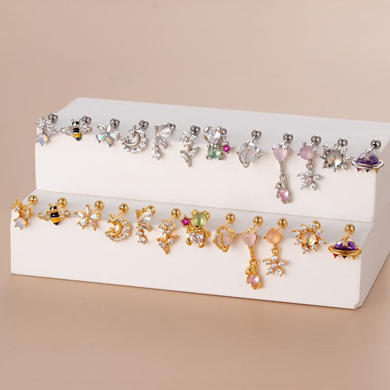 Naušnice od nehrđajućeg čelika sa cirkonom korejski stil 2 kom_voghion.com