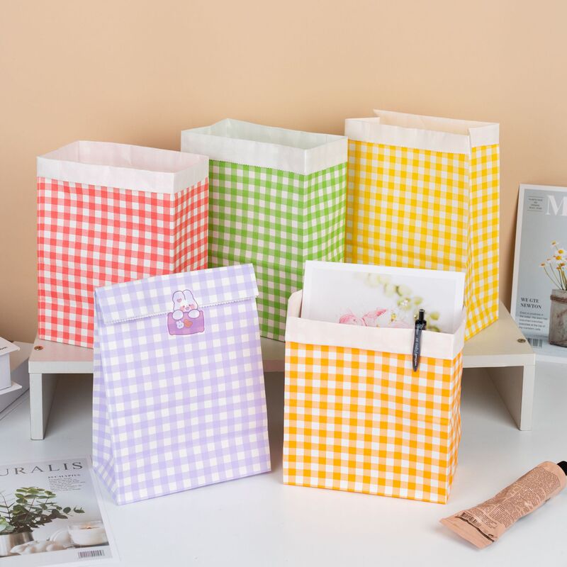 Korean ins Color Plaid Paper Bag Gift Bag Gift Bag Small Kraft Paper Bag Sundries Storage Paper Bag Korean ins Color Plaid Paper Bag Gift Bag Gift Bag Small Kraft Paper Bag Sundries Storage Paper Bag