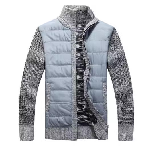 El comercio exterior de los hombres de manga larga Stand Collar de algodón más terciopelo engrosada suéter cardigan suéter de los hombres de moda personalizada caliente