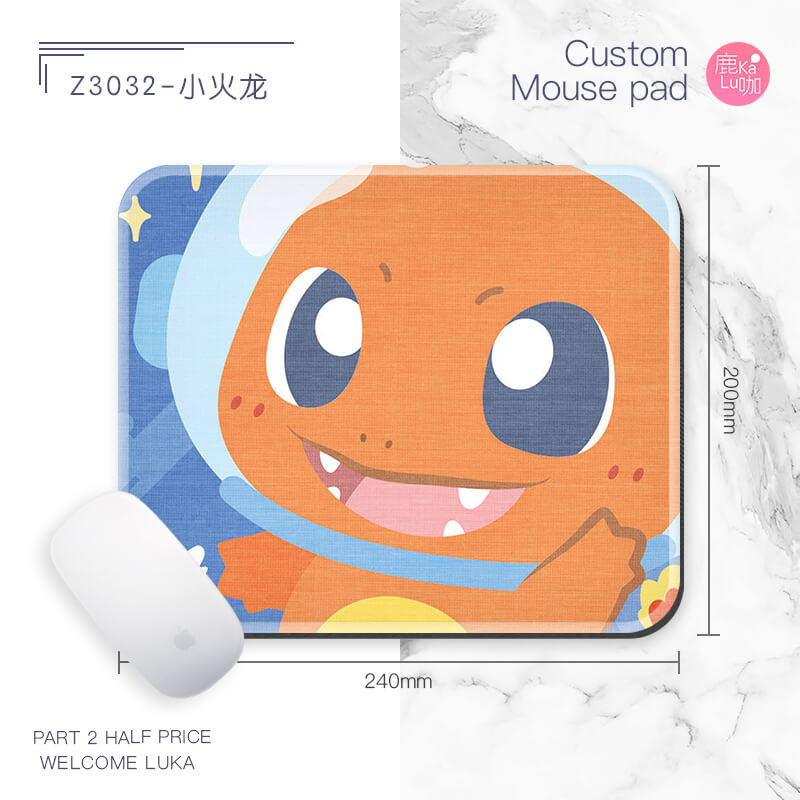 不带锁边宝可梦鼠标垫方形可达鸭小火龙日本可爱卡通护腕胶垫电脑