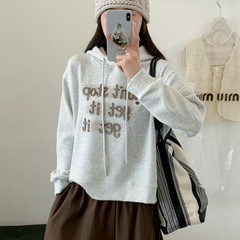 美式复古刺绣连帽套头卫衣女新款秋季高级感宽松休闲小个子上衣