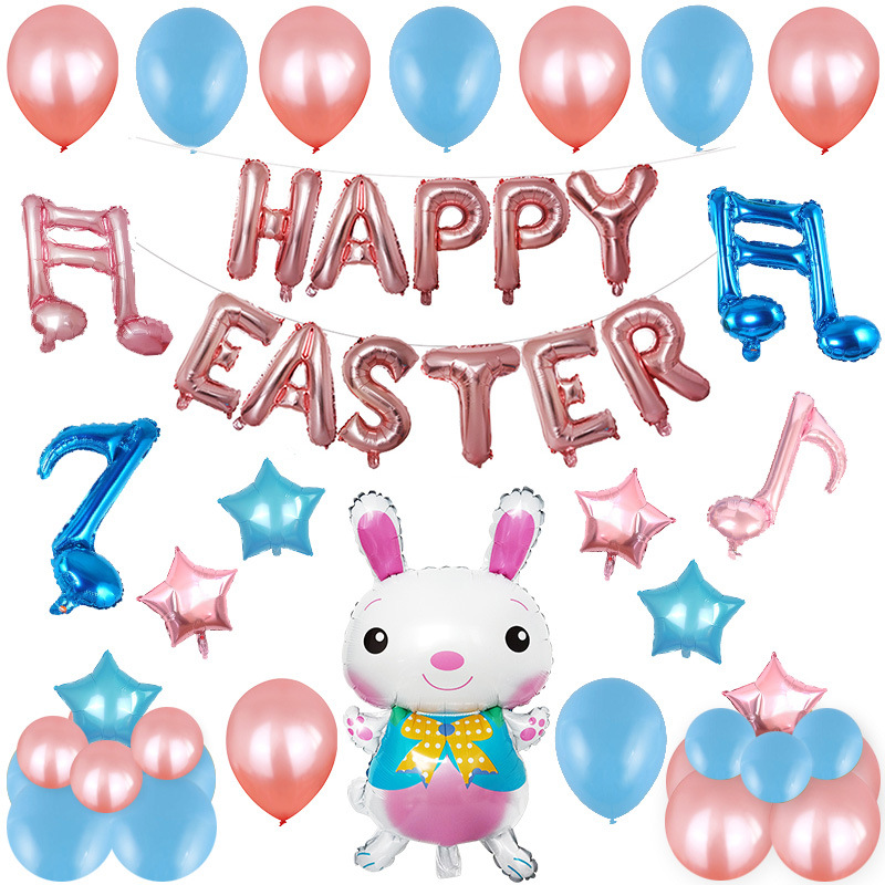 Globo de Pascua traje de dibujos animados conejo tema globo paquete fiesta decoración escena diseño suministros decoración bola