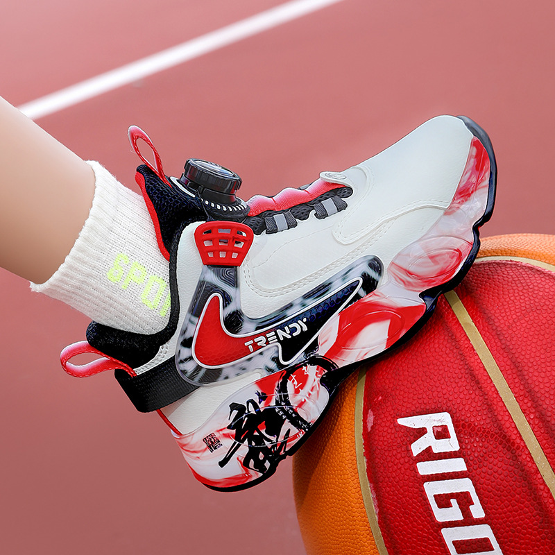 Zapatos de baloncesto de lana para niños invierno nuevo calentamiento antideslizante para niños zapatos deportivos antifría y antiabrasión para niños mayores